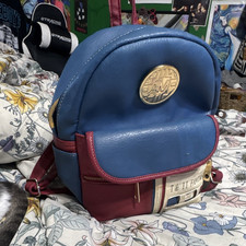 Blue Red Beige Logo Backpack w/ Front Zipper Pockets, Zip, Adjustable Straps