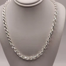 925 NEW Sterling Silver ITALIAN Rope Chain Solid 18" Length 4.75mm Width FREE...