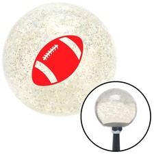 Red Football Clear Metal Flake Shift Knob w/ M16x1.5 Insert Shifter Auto Manual