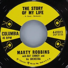 MARTY ROBBINS The Story Of My Life / Once-A-Week Date COLUMBIA 4-41013 VG+ 45 7"