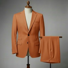 Men  s Suit Sharp Rust  2 Piece Slim Fit Groom Tuxedo for Wedding, Prom  Office