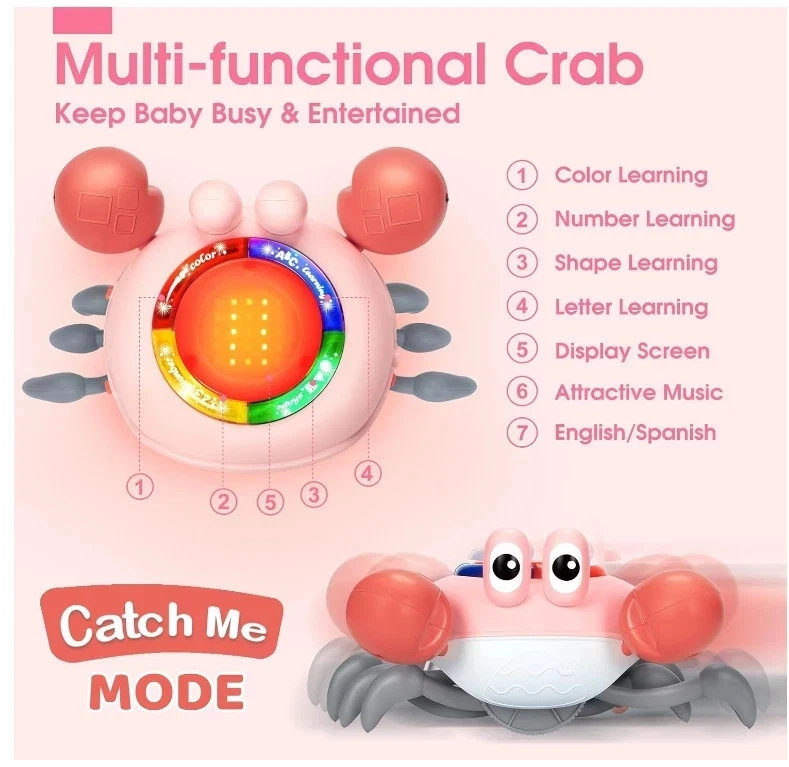 Juguetes interactivos para bebés con cangrejo gateo música y LED juguete para bailar niño caminar bailar Foto 2 de 4