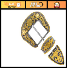 Western Floral Engraved Belt Buckle Set for 1.5" 38mm Belts - Cowboy Cowgirl S