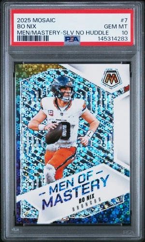 2025 PANINI MOSAIC MEN OF MASTERY SILVER NO HUDDLE #7 BO NIX PSA 10