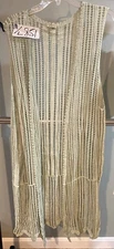 POL Open Weave Crochet Long Vest - Size M/L