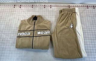 Vintage Y2K Roca Wear Brown/White Velour Style Tracksuit Size XL