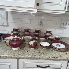 VTG Homer Laughlin Lady Stratford rose 22 karat  set 44 Pieces