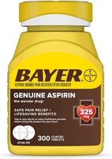 NEW Bayer Genuine Aspirin 325mg Coated Tablets – 300 Count Bottle Pain Relief