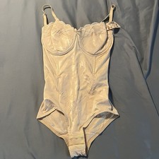 VTG NWT Flexees Bodyshaper Bodysuit Beige Tan Size 38D Style 5858 Floral Shaper