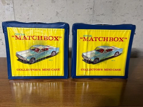 Two Vintage1960's matchbox carrying case #8 with assorted vehicles