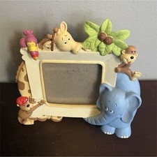 Safari Animal Picture Frame Nursery Decor with Elephant, Giraffe, Monkey, Bird