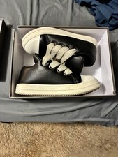 Rick Owens Ramones Low Black Leather Sneakers Cream Sole Size 43 Authentic Rare