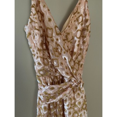 gold metallic wrap dress Luxury Embellished Evening Gown in Champagne Beige – FineLook main image 0