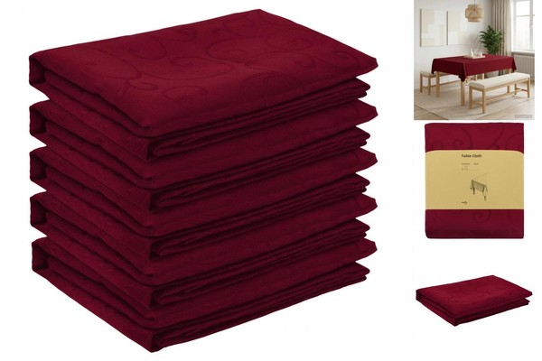Tischdecke 5 Stk. Rechteckig Weinrot 110X140 Cm Jacquard-Optik-image