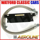MGB 1967-1975 Aeroline Black 15 Row Oil Cooler With Stainless Steel Hoses