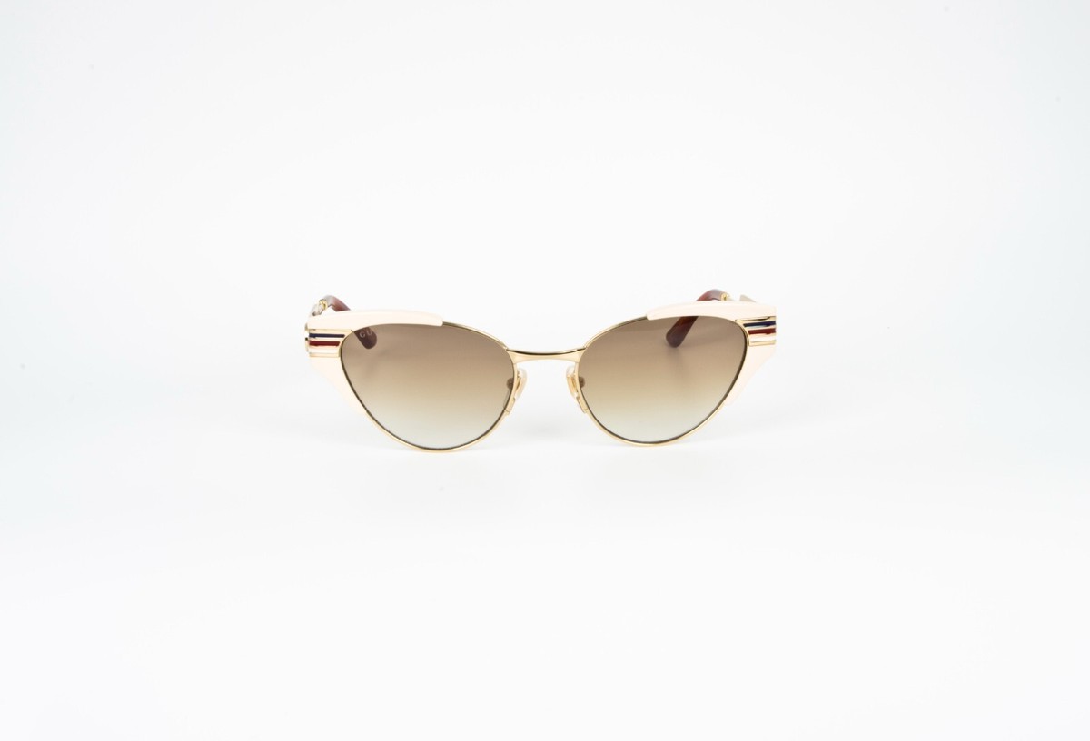 New Authentic Gucci GG0522S 005 Cat-Eye Sunglasses Ivory Brown Gradient Gucci Ivory/Brown Gradient GG0522S Cat Eye Sunglasses Gucci  main image 4