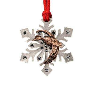 Pewter Duck Snowflake Christmas Tree Ornaments, Made in the USA