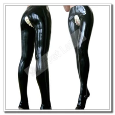 Latex Leggings Crotchless with White Ruffles No Zip Unisex Customized 0.4mm F8