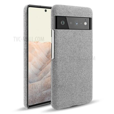 Google Pixel 6 Pro Stoffbeschichtete Hartplastik Handy Hülle Cover Grau Stoff Case