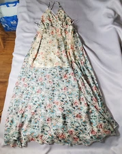 Aakaa Dress Boho Chic Maxi Floral Beach Hawaiian Pool Vacation Sun Colorful Work