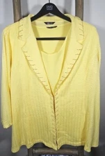 Misook Womens Plus Size 26/3X Acrylic Knit Blazer&Tank Top Set Yellow Bust 54in