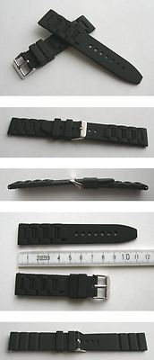 ME-3 KAUTSCHUKUHRENARMBAND Premium 20 mm Oyst-Stahlbanddesign Seidenmatt Schwarz