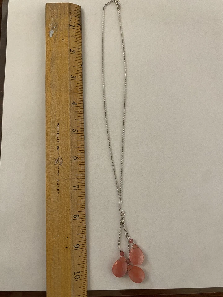 Collar de cadena de plata de ley 925 con piedras de acento rosa - Joyería Foto 3 de 4