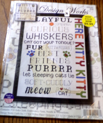 SU25 NEW DESIGN WORKS ''HERE KITTY KITTY'' #JAS-047 2787 COUNTED CROSS STITCH