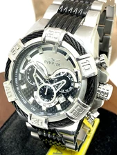 Invicta Men's Watch 29569 Bolt Quartz Chronograph Silver Black Stainless Steel
