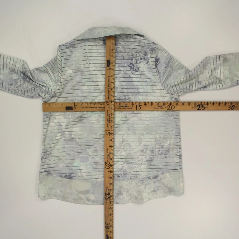 Chaqueta ligera Zenergy Chico's para mujer cremallera completa talla 2 (L) azul rayas transparentes Foto 3 de 4