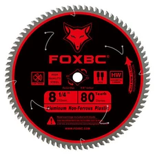 FOXBC 8-1/4 Inch Metal Cutting Table Saw Blade 80-Tooth TCG for Aluminum