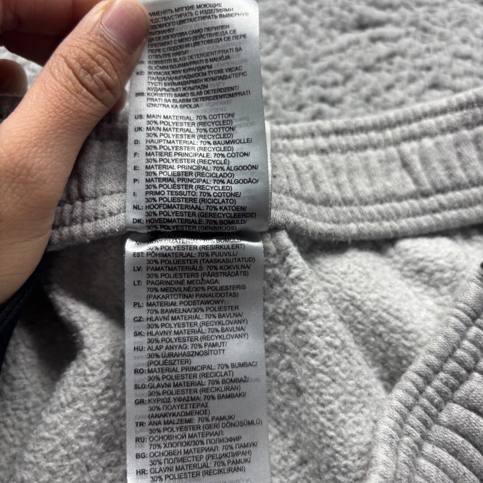 Мужские спортивные штаны Adidas большие серые из хлопковой смеси конические флисовые для бега 3 полоски - Изображение 4 из 4