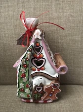 Blue Sky Christmas Candle Tea Light GINGERBREAD Man PINK Heart COTTAGE HOUSE NWT