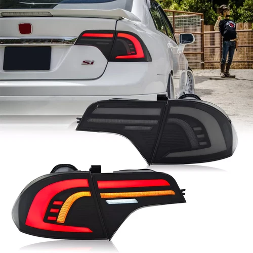 Red Tube LED Brake Tail Lights Sequential Turn Signal For 06-11 Civic Sedan 4-DR - Picture 19 of 22