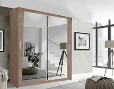 Milan Modern 2&3 Sliding door Wardrobe Cabinet bedroom 6 Sizes 4 Colors with LED