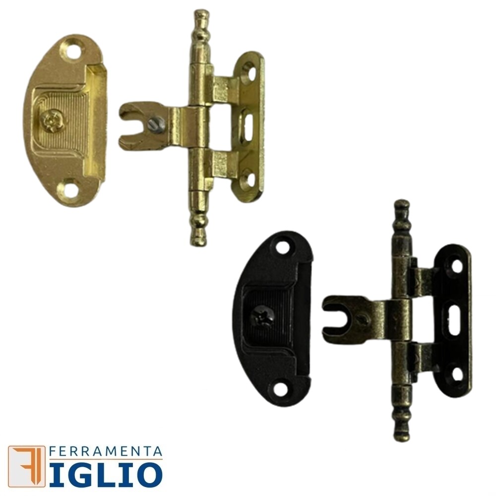 Cerniere Antiche Per Mobili D'Epoca - Set Completo Con Basetta E Scodellino In Stile Arte Povera, Bronzo (27 Cm) - Foto 11