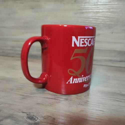 Nescafe 50th Anniversary 1939 to 1989 Coffee Mug Vtg Red White Gold Micro Safe - Picture 6 of 15