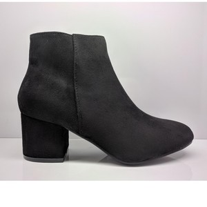 ladies black mid heel ankle boots