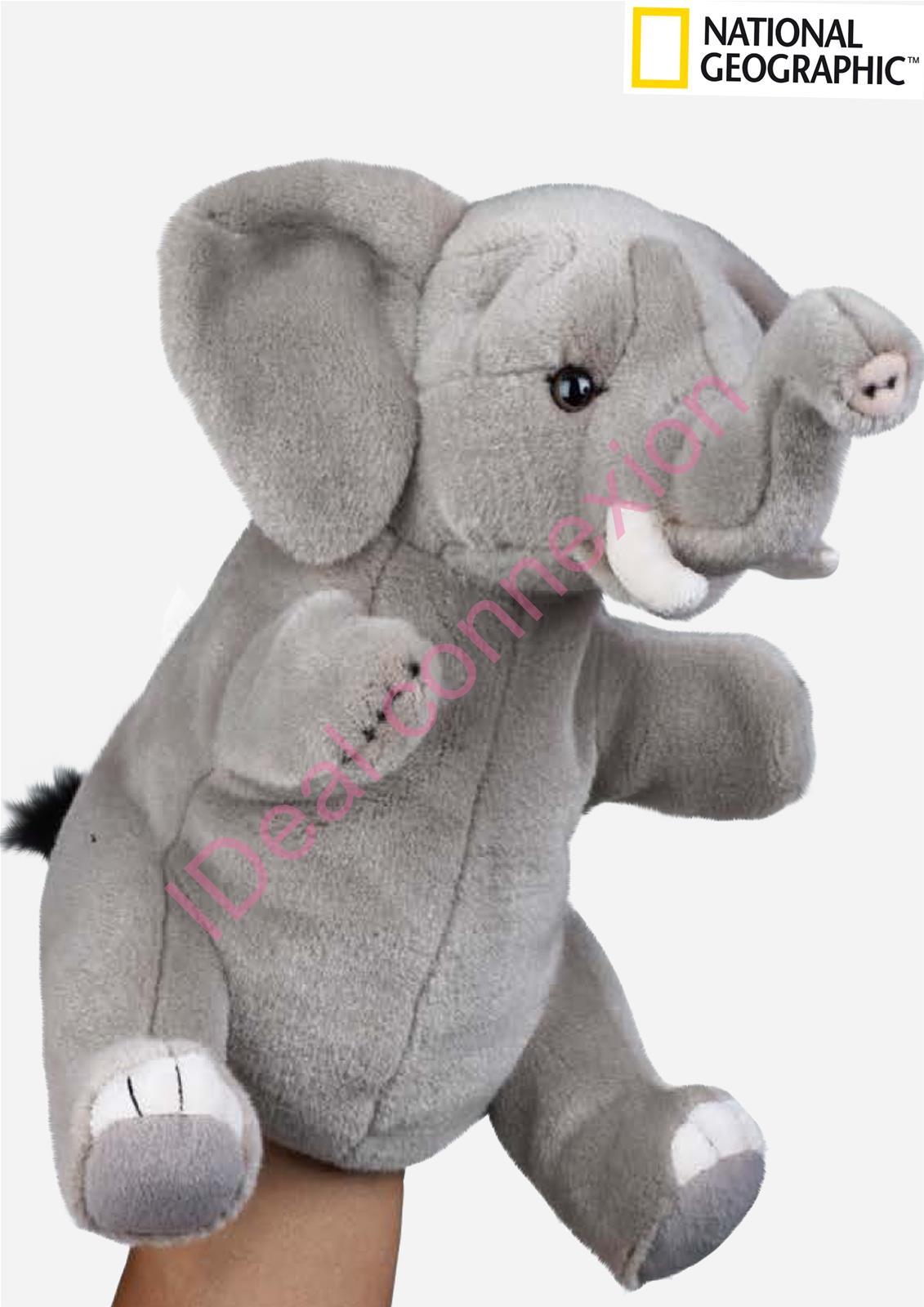 Peluche éléphant National Geographic marionnette pour animer les histoires du soir