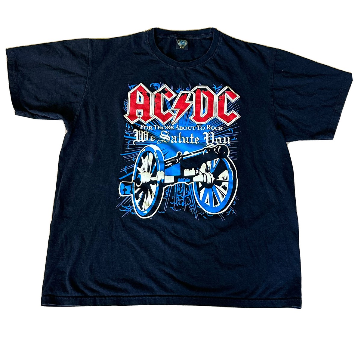 Rare AC/DC For Those About To Rock T-Shirt Double Side Art