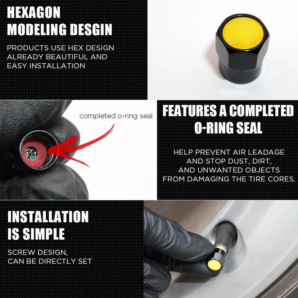 Hexagon Shape Red H Car Wheel Tire Air Valve Caps Stem Dust Cover Fit Most Honda - Image 3 of 4