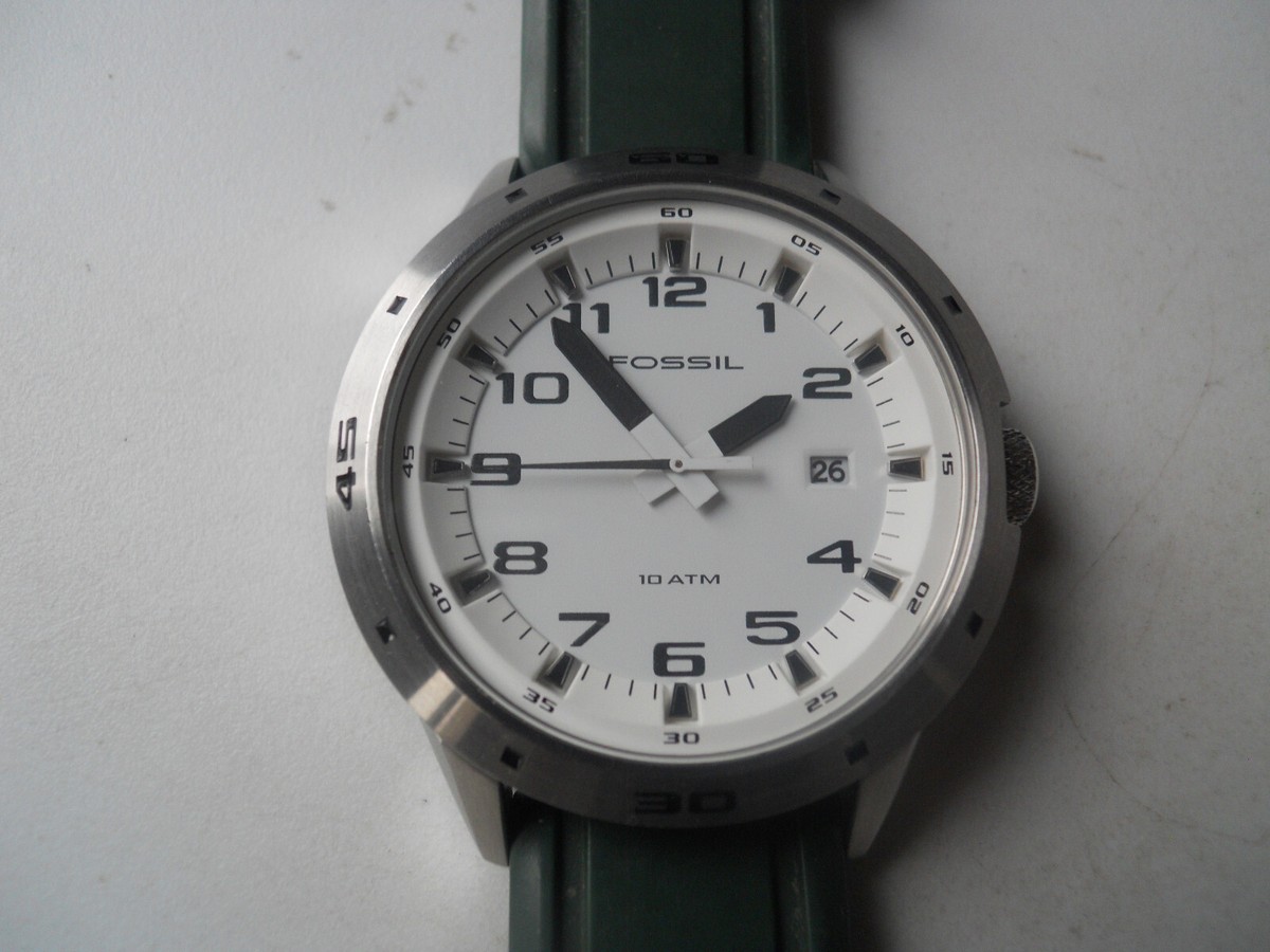 Fossil Men Green Rubber band.Quartz Battery & Analog wristWatch.AM
