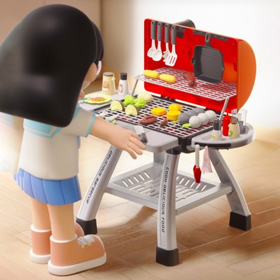 Mini Kitchen Toys BBQ Grill Set Kids Pretend Play Food Toy, Realistic Cooking