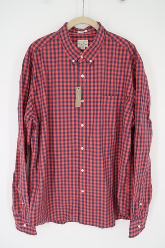 J.Crew Men's XL Secret Wash Red Navy Gingham Classic Long Sleeve Shirt New - Picture 5 of 6