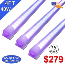 16 Pack 48" LED UV Black Light Bar 4FT 40W Plug and Play T8 Integrated Led Tube
