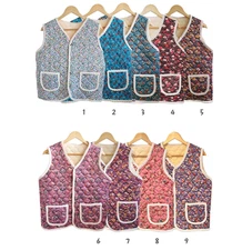 Korean Grandma Retro Vintage Vest Halmoni Style Floral Fleece Lined Winter Gilet