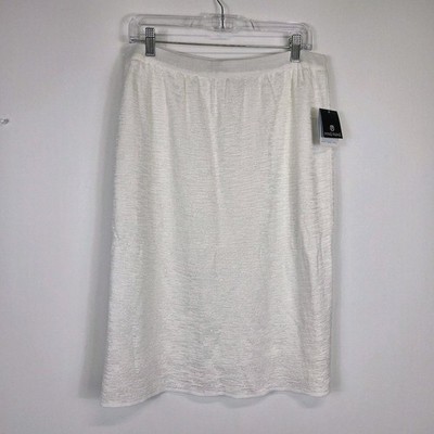Ming Wang Skirt PXL White Pull On Stretch Knit Straight NWT Textured Lined 