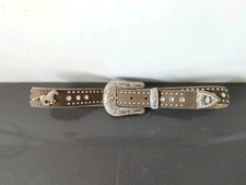 Ladies Nocona Leather Rhinestone Studded Western Belt Horses Fits 26"-30" M65