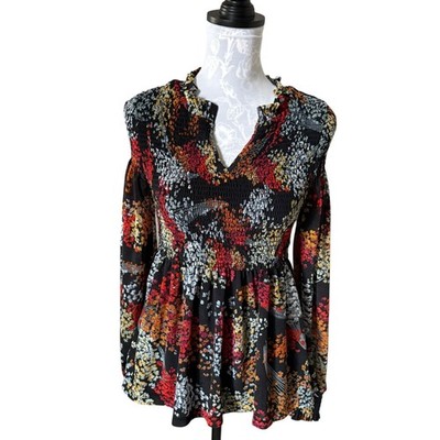 Anthropologie Akemi + Kin Adria Smocked Babydoll Long Sleeve Small