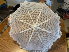 Vintage White Lace Parasol Umbrella Beautiful Condition